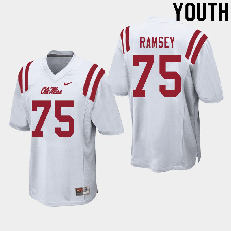 Bryce Ramsey Ole Miss Rebels NCAA Youth White #75 Stitched Limited College Football Jersey GNE6458CV